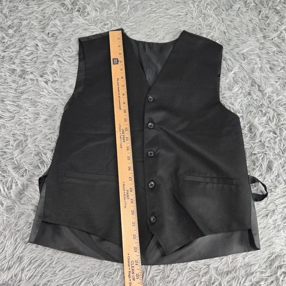 Unbranded Mens L Black Formal 5-Button Adjustable Back Tuxedo Vest Waistcoat - Picture 3 of 4